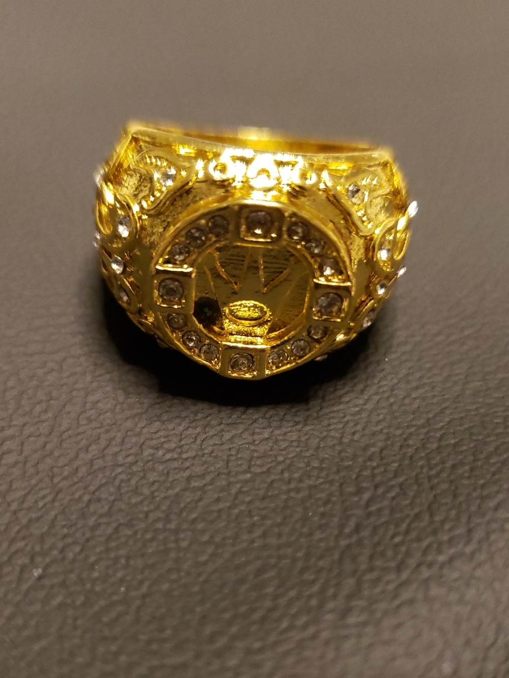 Gold Tone Statement Ring with Clear Stones